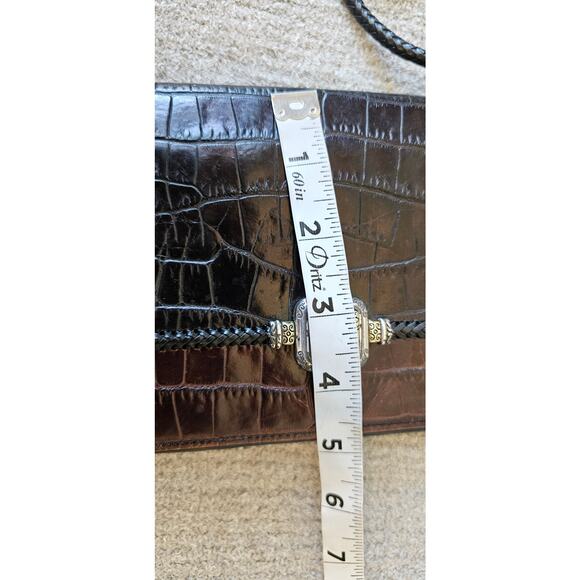 Brighton Leather Croc Embossed Crossbody Shoulder Bag Women Brown Black - Picture 13 of 14